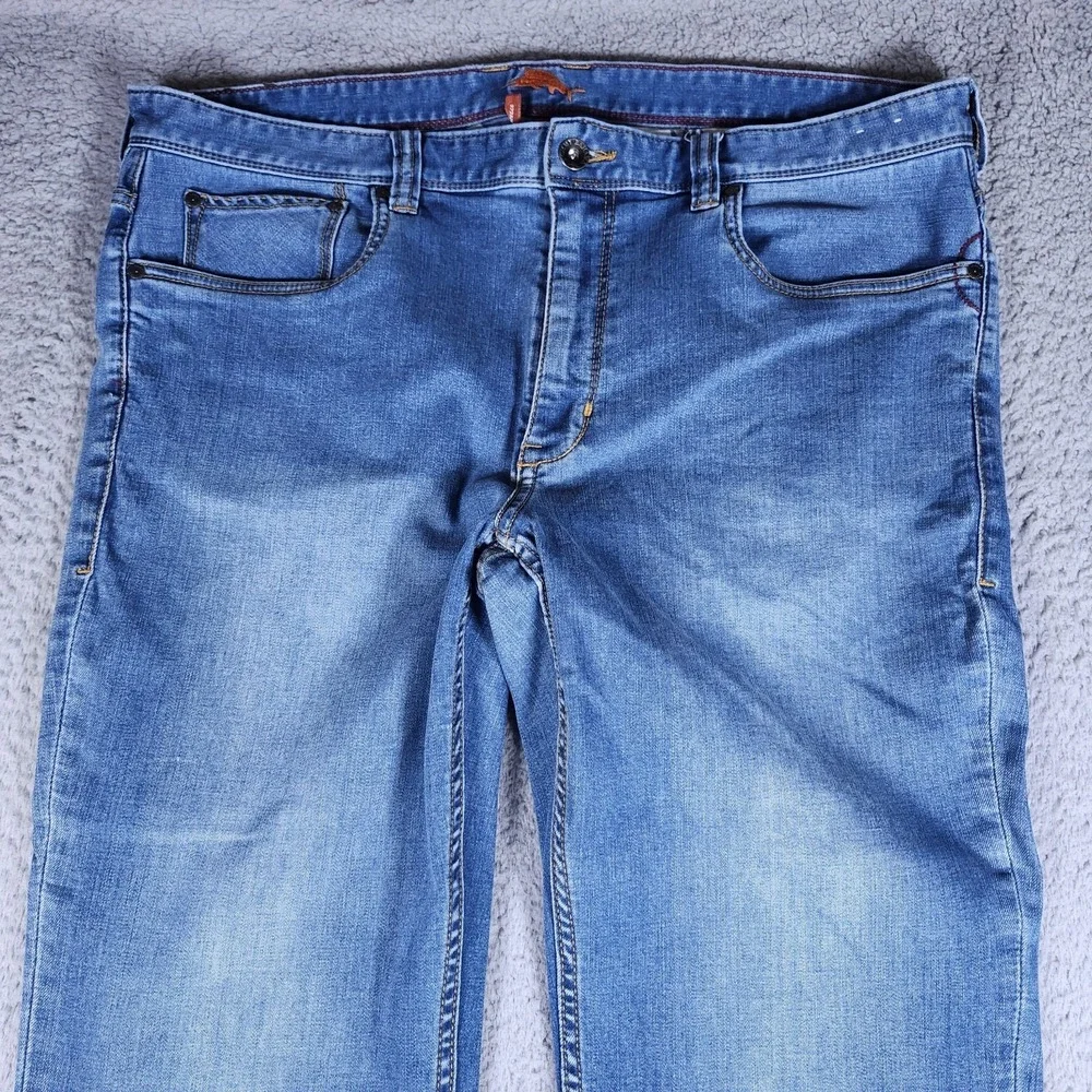 Tommy Bahama Mens Jeans 38x30 Blue Straight Leg Cotton Blend Casual Pants‎